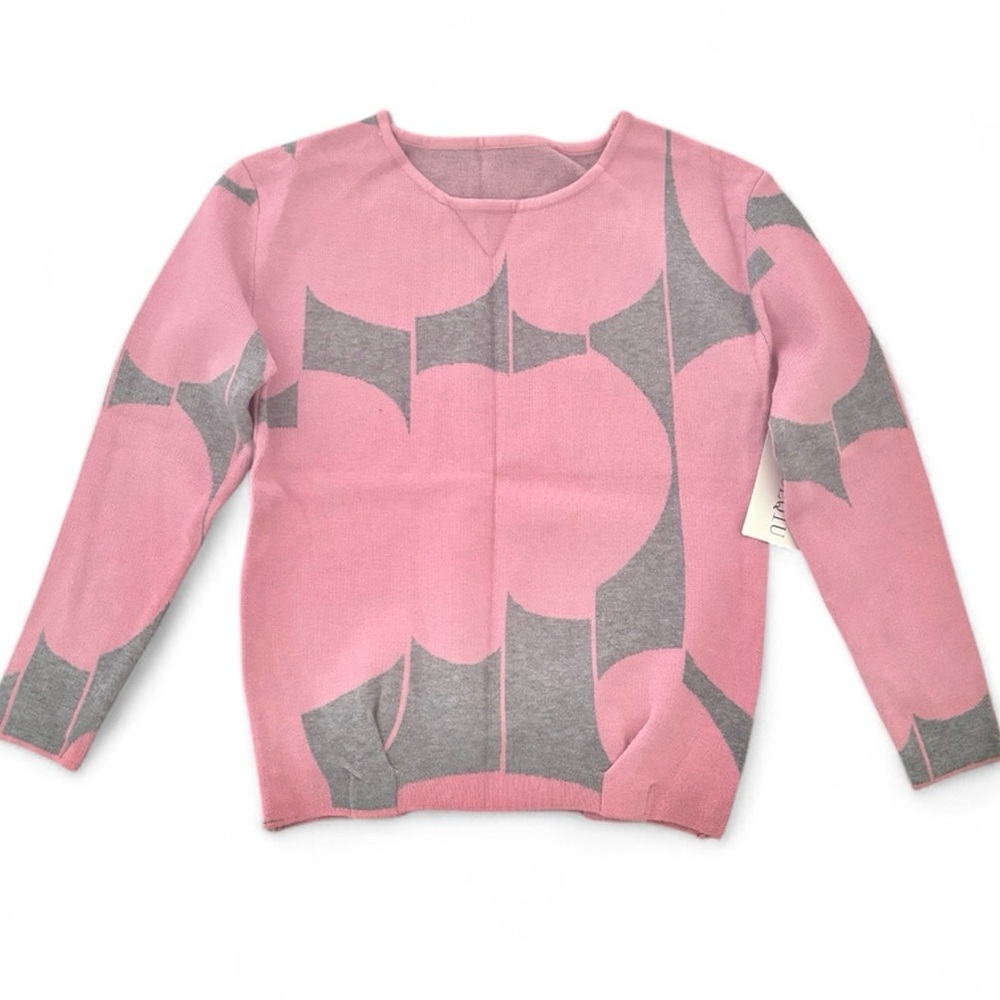 🔴 Pink and Gray Patterned Sweater - Picture 2 of 4